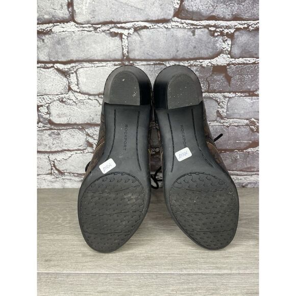 ROCKPORT Cobb Hill Rashel Dark Brown FLoral Leather Laced Booties Women 9M US/40 - Picture 9 of 16